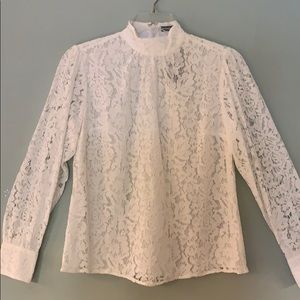 Ralph Lauren- Lace Mock Neck Top